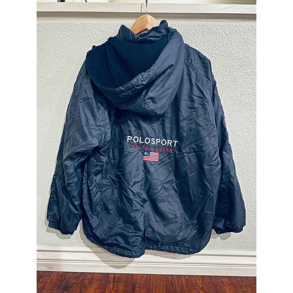 Vintage Ralph Lauren Polosport Mens Fleece Lined Windbreaker Jacket Sz L 90s USA